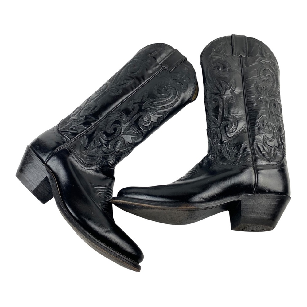 Justin Womens Black Leather Western Cowboy Boots